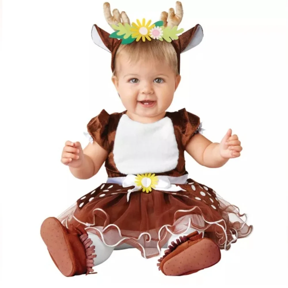 Baby Fawn Tutu‎ Halloween Costume 6-12 Months Dress Only Daisy Flower Animal